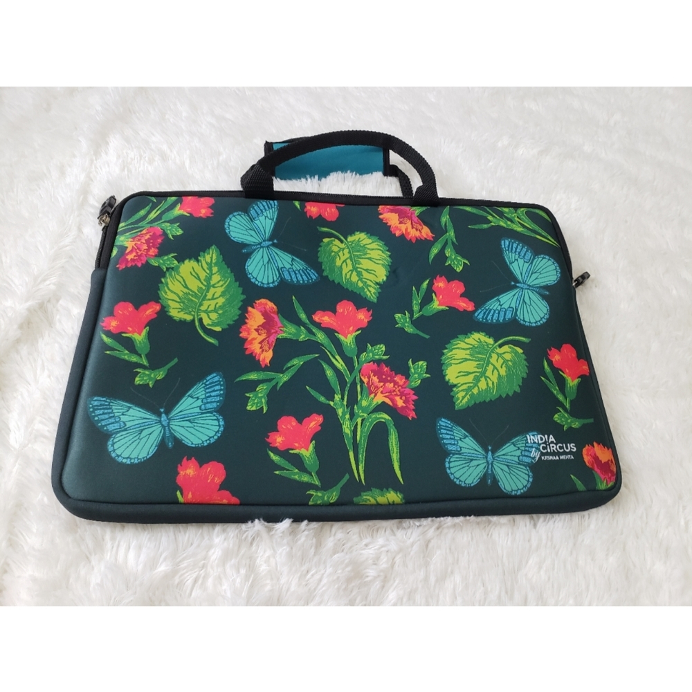 India circus by krsnaa mehta butterfly green floral laptop case